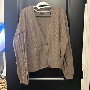 Knit Cardigan Sweater - Brown wild fable large